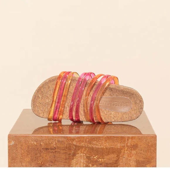 James Smith Rimini Slide – Vibrant Pink + Orange Cork Sandal – Size 9 - Picture 3 of 7